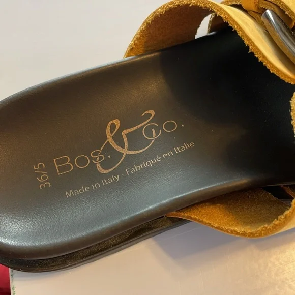 BOS&Co Italian made sandle leather upper size 36 yellow beautifully 5.5 size - Picture 3 of 6